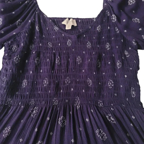 Women’s True Craft Off the Shoulder Midi Dress Blue Geometry Size M Boho Y2K - Picture 5 of 15